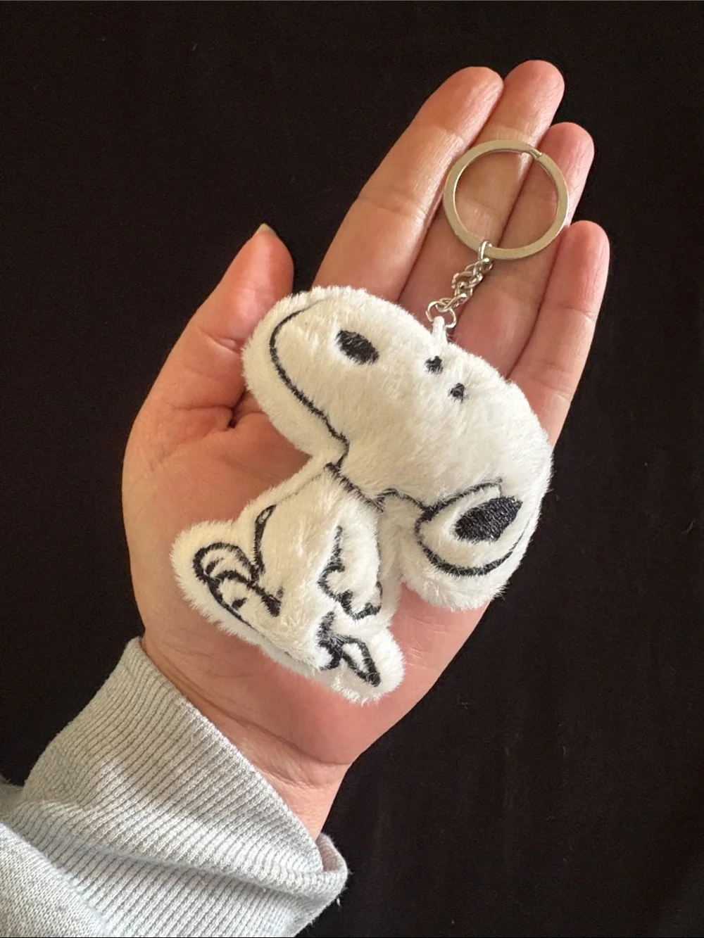 Adorable White Plush Snoopy Dog Keychain